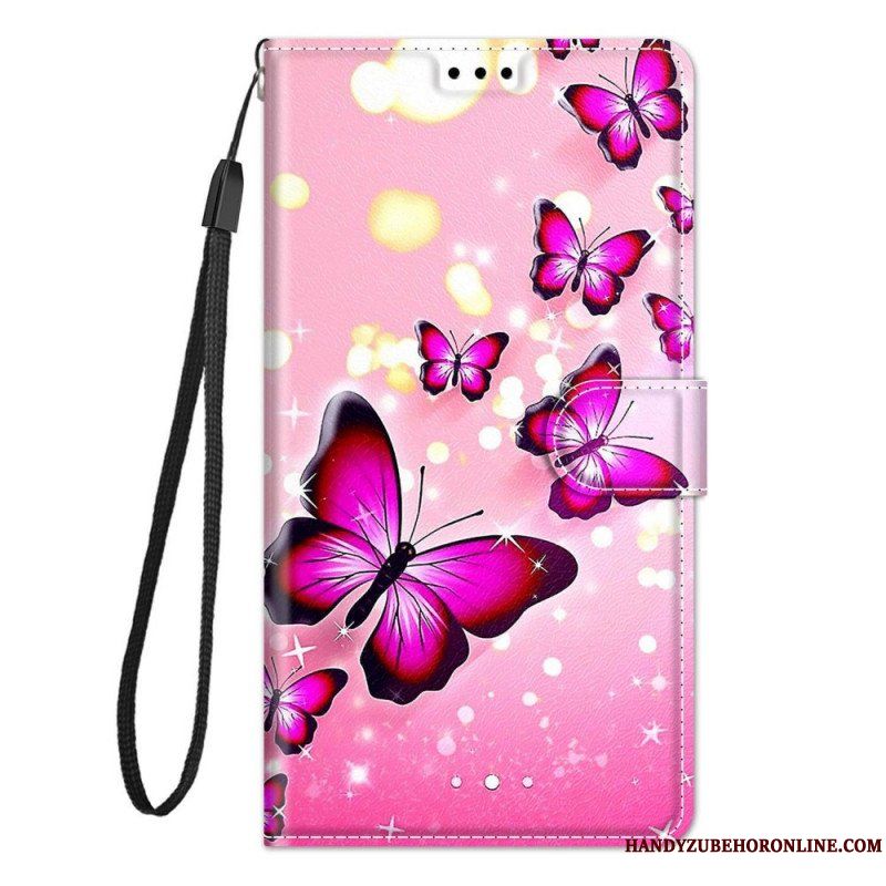 Fodral Samsung Galaxy M23 5G Med Kedjar Strap Butterflies Fan
