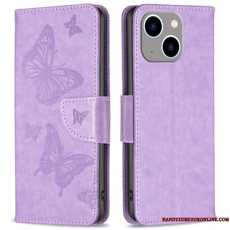 Fodral iPhone 14 Plus Med Kedjar Fjärilar Tryckt Strappy