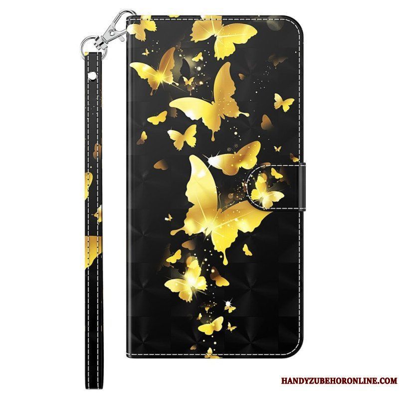 Fodral iPhone 15 Plus Med Kedjar 3d-fjärilar Med Snodd