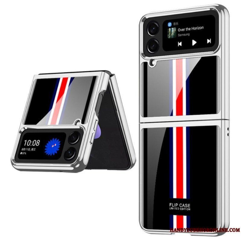 Folio-fodral Mobilskal Samsung Galaxy Z Flip 4 Läderfodral Gkk Trefärgat Härdat Glas