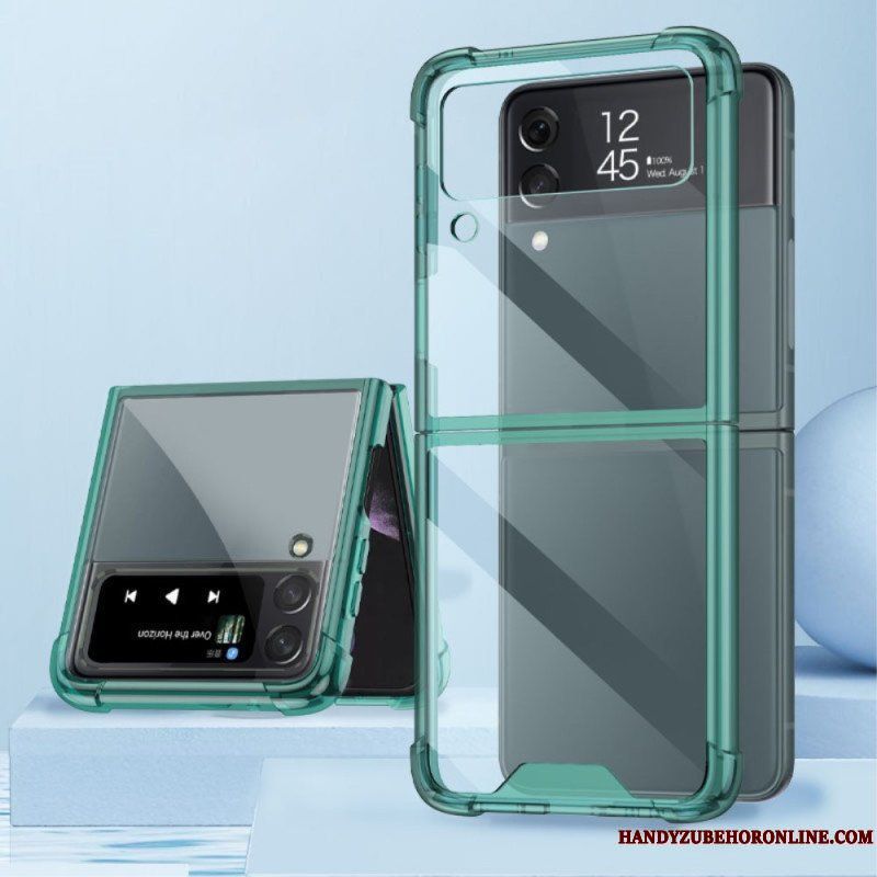 Folio-fodral Mobilskal Samsung Galaxy Z Flip 4 Läderfodral Transparenta Gkk-förstärkta Hörn