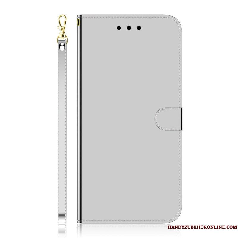 Folio-fodral Samsung Galaxy S22 5G Spegelskydd I Konstläder