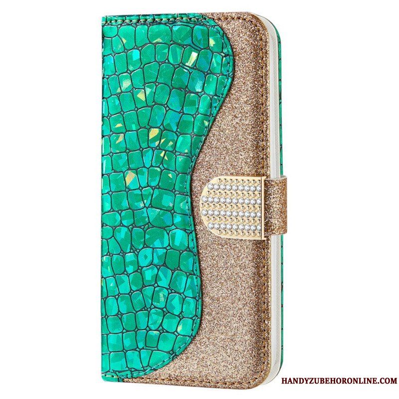 Folio-fodral Samsung Galaxy S23 5G Krokodil Diamanter