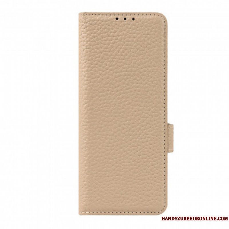 Folio-fodral Samsung Galaxy Z Fold 3 5G Äkta Litchi Läder