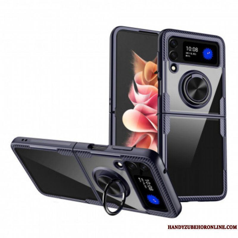 Folio-fodral Skal Samsung Galaxy Z Flip 3 5G Läderfodral Magnetisk Ringhybrid