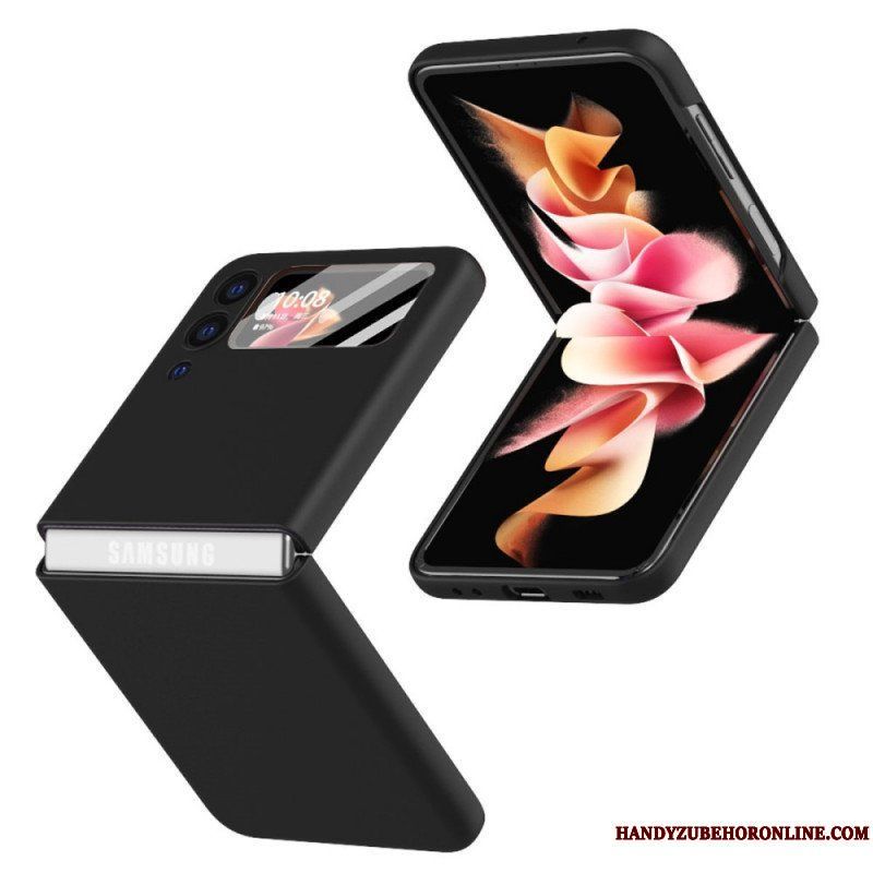 Folio-fodral Skal Samsung Galaxy Z Flip 3 5G Läderfodral Med Skärmfilm Av Härdat Glas