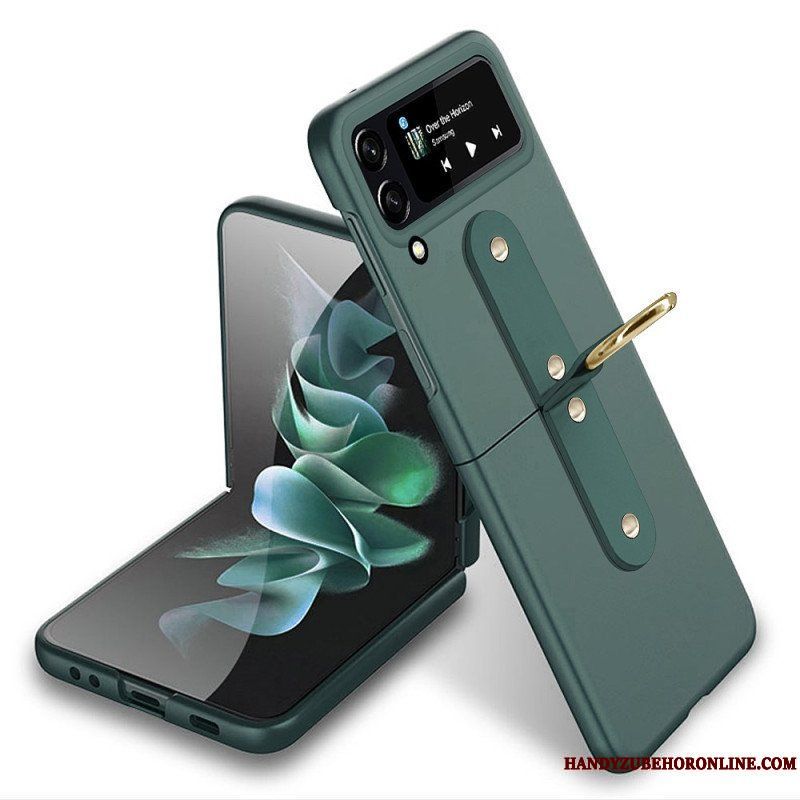 Folio-fodral Skal Samsung Galaxy Z Flip 4 Läderfodral Metallring