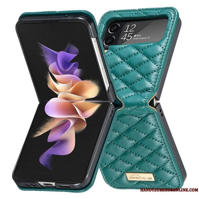 Folio-fodral Skal Samsung Galaxy Z Flip 4 Läderfodral Quiltad Binfen Färg