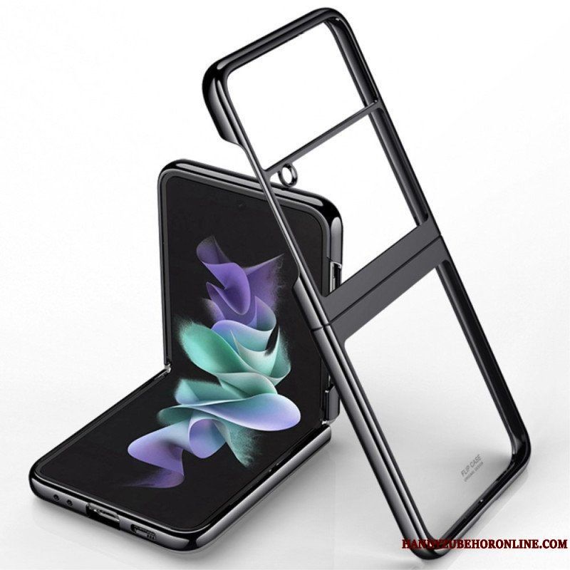 Folio-fodral Skal Samsung Galaxy Z Flip 4 Läderfodral Transparent Kontur Metallic