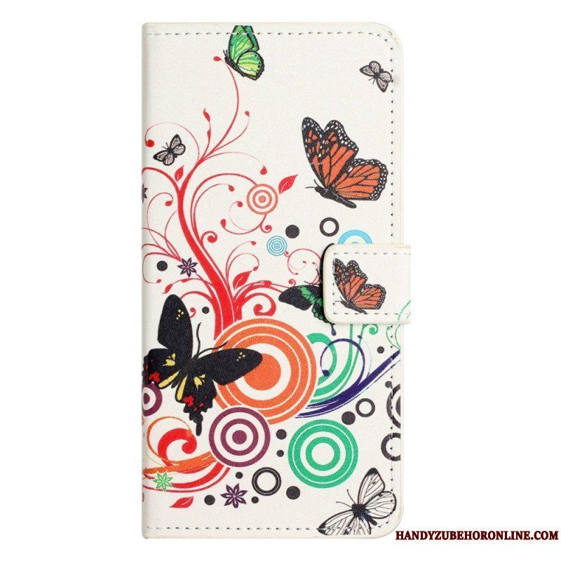 Folio-fodral iPhone 14 Fjärilar