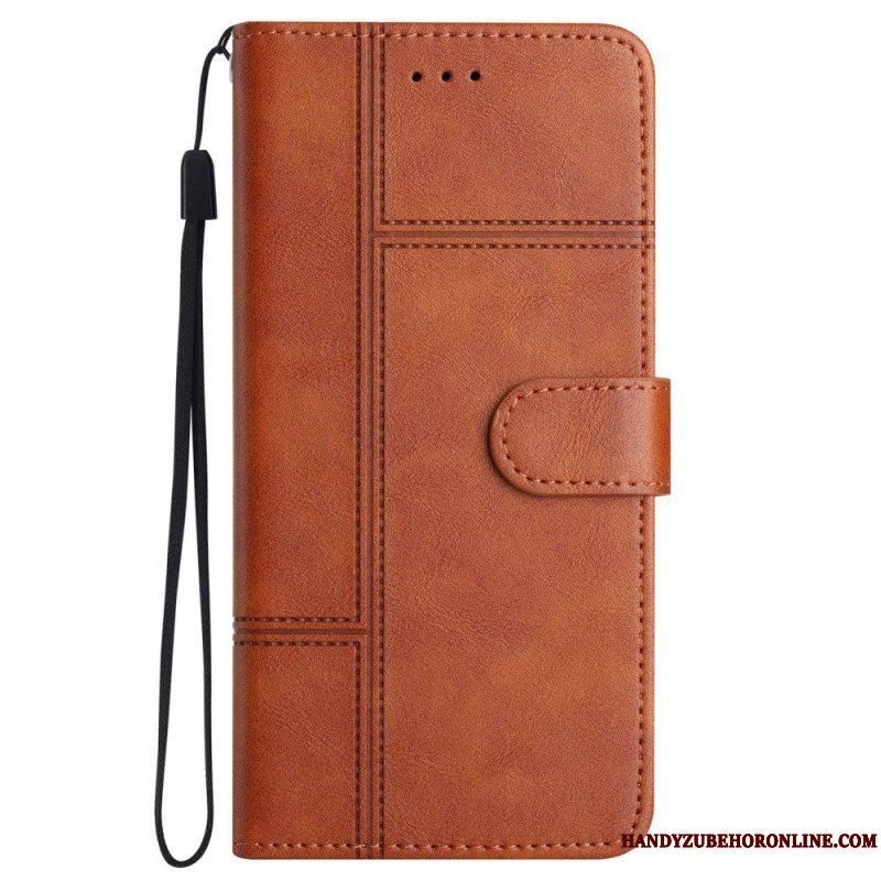 Folio-fodral iPhone 14 Pro Max Med Kedjar Strappy Business Läderstil