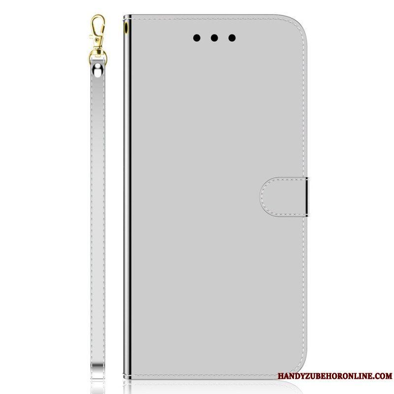 Folio-fodral iPhone 14 Pro Max Spegelskydd I Konstläder