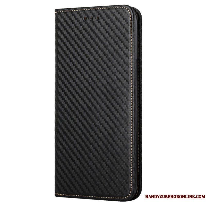 Folio-fodral iPhone 14 Pro Med Kedjar Läderfodral Strappy Carbon Fiber Style