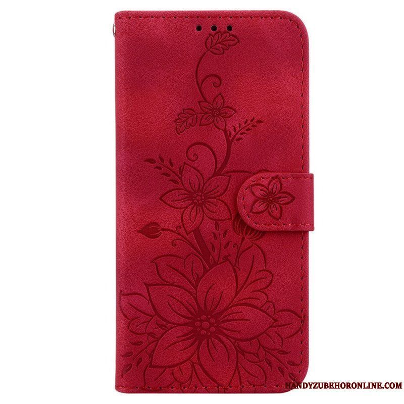 Läderfodral iPhone 15 Pro Max Med Kedjar Blomband