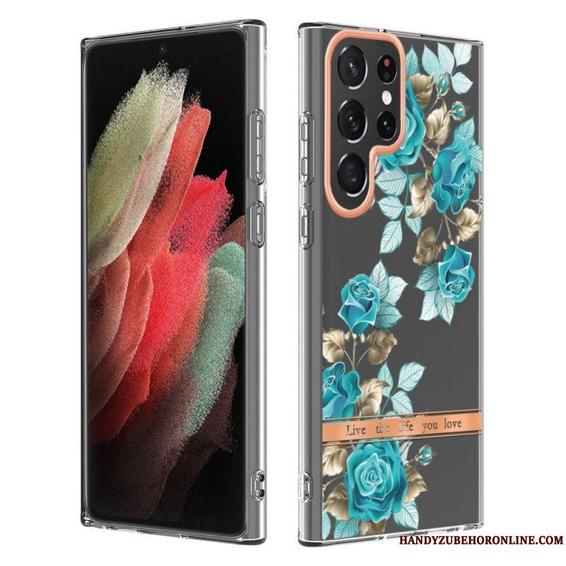 Mobilskal Samsung Galaxy S22 Ultra 5G Blommor Lev Det Liv Du Älskar