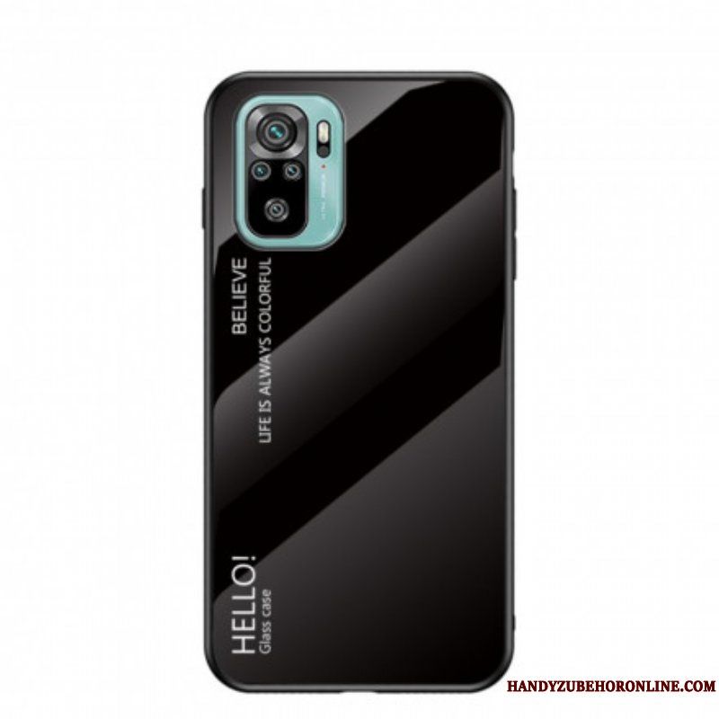 Mobilskal Xiaomi Redmi Note 10 / 10S Härdat Glas Hej