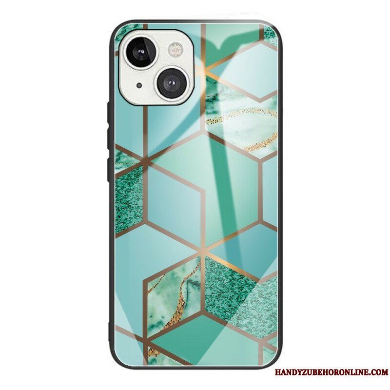 Mobilskal iPhone 13 Mini Geometri Marmor Härdat Glas