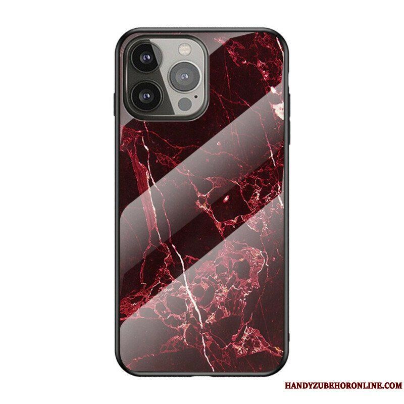 Mobilskal iPhone 13 Pro Marmorfärger Härdat Glas