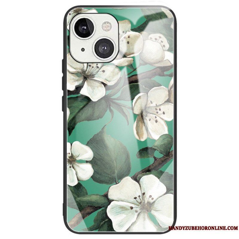 Mobilskal iPhone 14 Härdat Glas Blommor