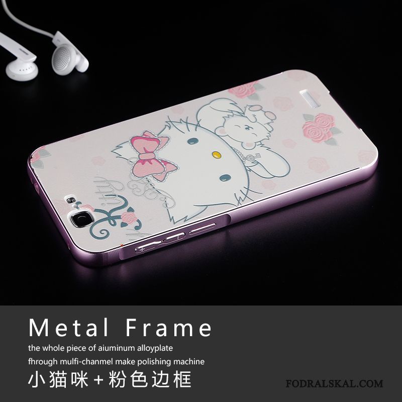 Skal Huawei Ascend G7 Metall Rosa Frame, Fodral Huawei Ascend G7 Telefon