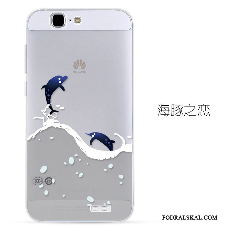 Skal Huawei Ascend G7 Mjuk Blå Transparent, Fodral Huawei Ascend G7 Lättnad Telefon