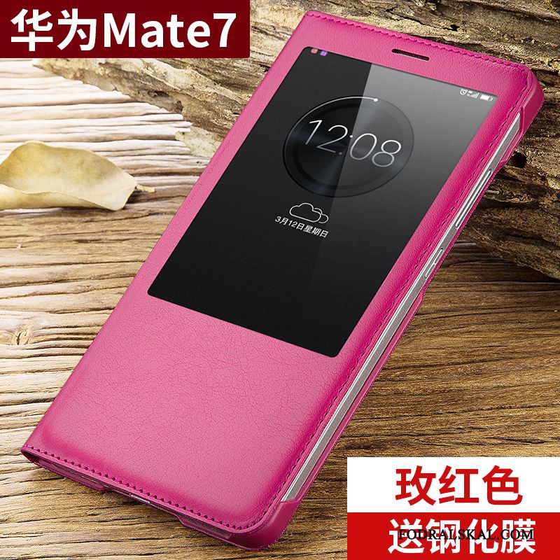 Skal Huawei Ascend Mate 7 Skydd Telefon Rosa, Fodral Huawei Ascend Mate 7 Läderfodral Trend Ny