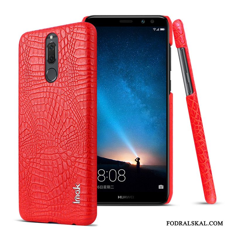Skal Huawei Mate 10 Lite Läder Telefon Röd, Fodral Huawei Mate 10 Lite Skydd Krokodilmönster