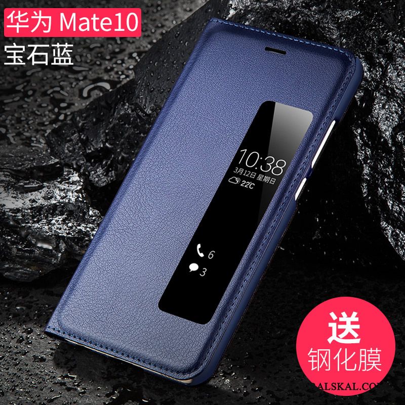 Skal Huawei Mate 10 Läderfodral Fallskyddtelefon, Fodral Huawei Mate 10 Skydd Blå