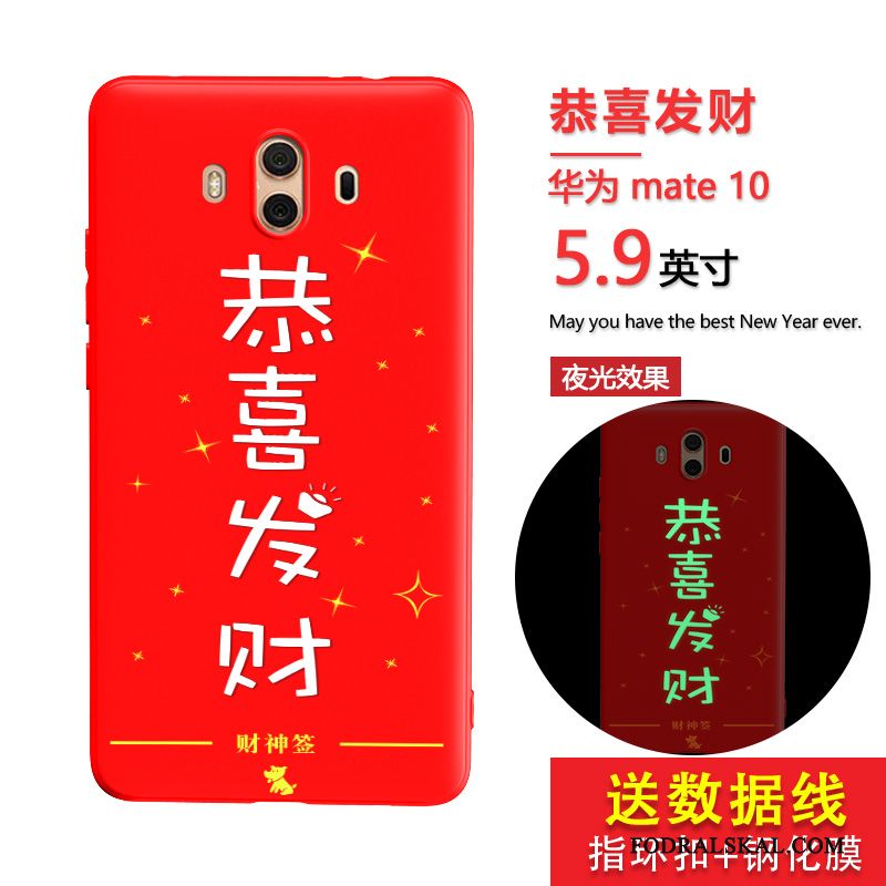 Skal Huawei Mate 10 Påsar Fallskydd Röd, Fodral Huawei Mate 10 Silikon Personlighet Lysande