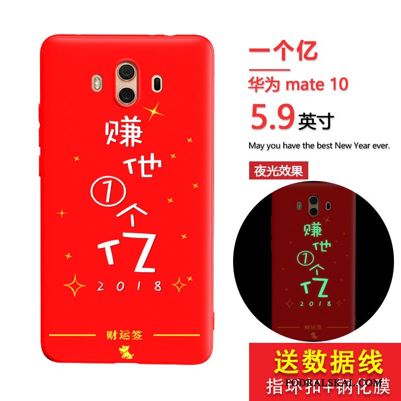 Skal Huawei Mate 10 Påsar Fallskydd Röd, Fodral Huawei Mate 10 Silikon Personlighet Lysande