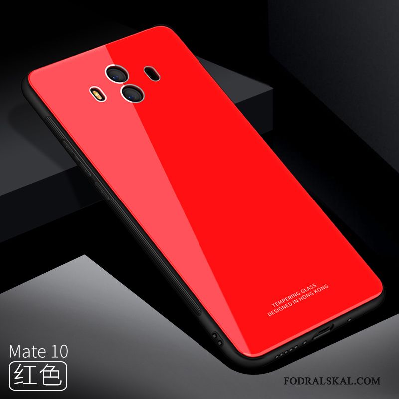 Skal Huawei Mate 10 Silikon Glas Fallskydd, Fodral Huawei Mate 10 Påsar Telefon Röd