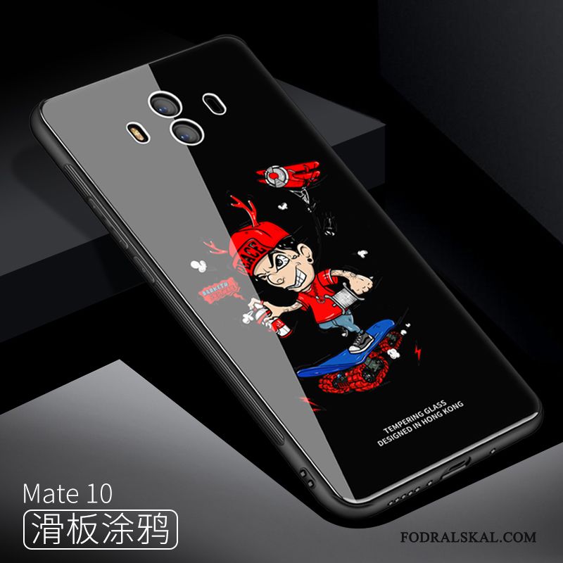 Skal Huawei Mate 10 Silikon Glas Fallskydd, Fodral Huawei Mate 10 Påsar Telefon Röd