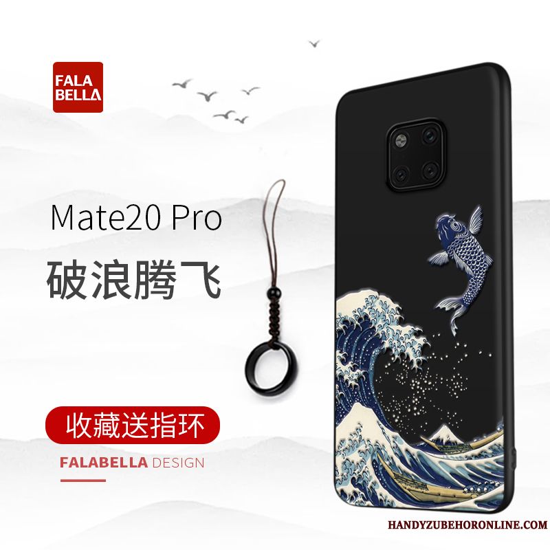 Skal Huawei Mate 20 Pro Silikon Kinesisk Stil Personlighet, Fodral Huawei Mate 20 Pro Påsar Fallskydd Svart