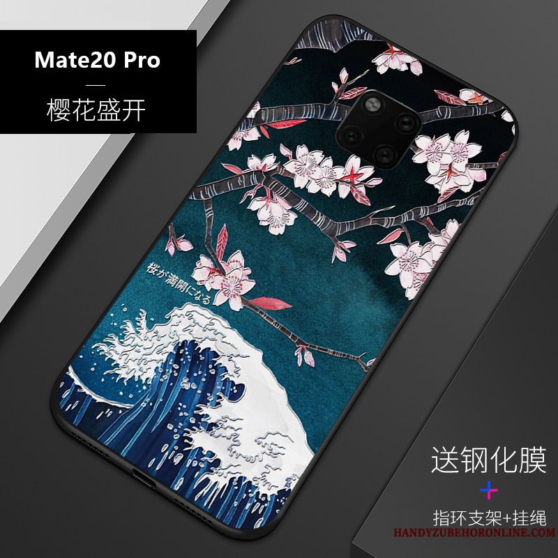 Skal Huawei Mate 20 Pro Silikon Nubuck Blå, Fodral Huawei Mate 20 Pro Lättnad Telefon Tunn