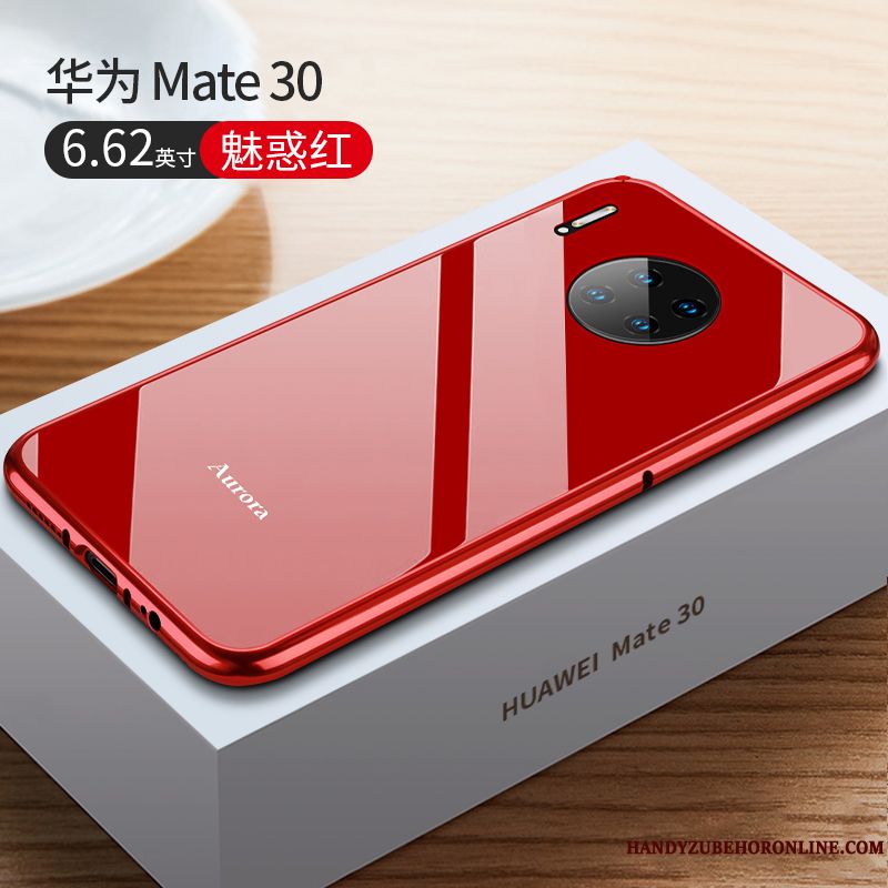 Skal Huawei Mate 30 Metall Glas Trend Varumärke, Fodral Huawei Mate 30 Påsar Telefon Frame