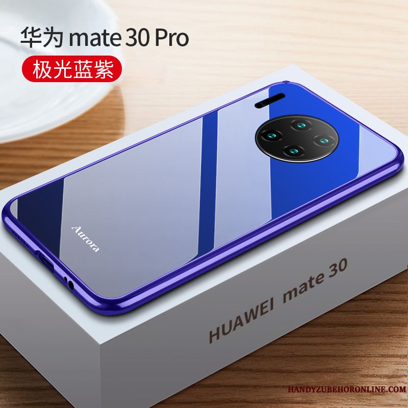 Skal Huawei Mate 30 Pro Påsar Telefon Frame, Fodral Huawei Mate 30 Pro Metall Glas Net Red