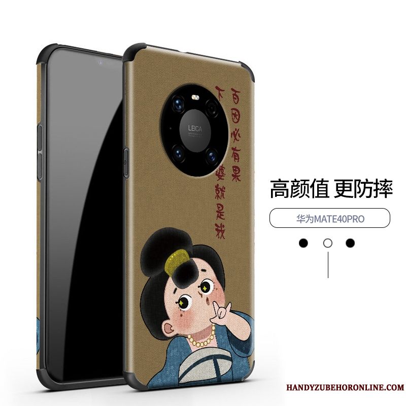 Skal Huawei Mate 40 Pro Lättnad Kinesisk Stiltelefon, Fodral Huawei Mate 40 Pro Silikon Personlighet Liten