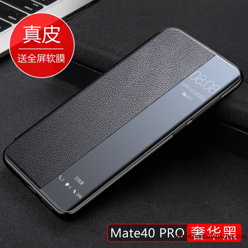 Skal Huawei Mate 40 Pro Skydd Telefon Fallskydd, Fodral Huawei Mate 40 Pro Läderfodral Tunn Brun