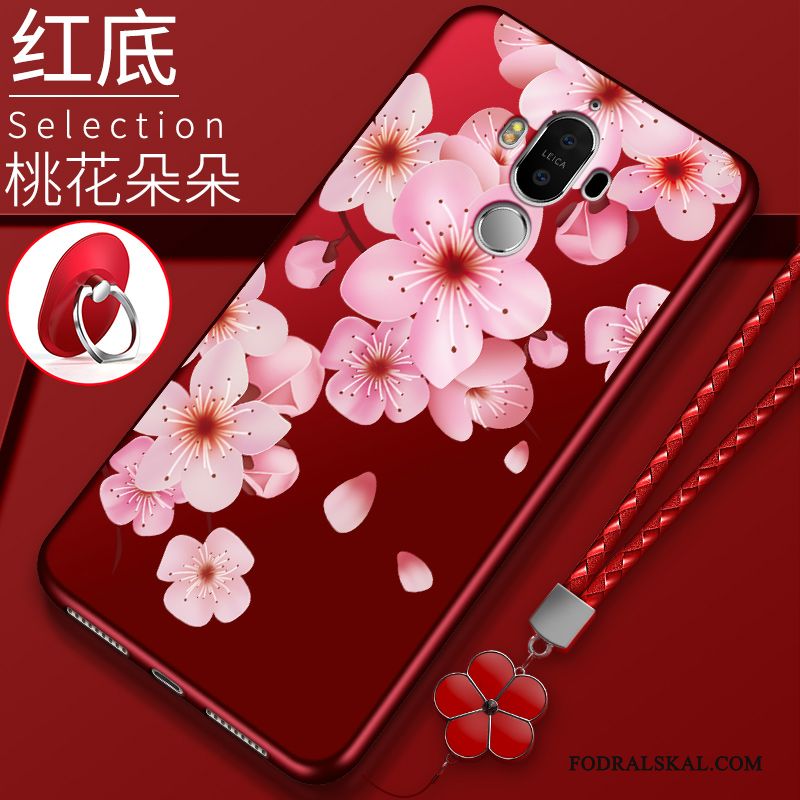 Skal Huawei Mate 9 Pro Påsar Röd Nubuck, Fodral Huawei Mate 9 Pro Mjuk Fallskyddtelefon