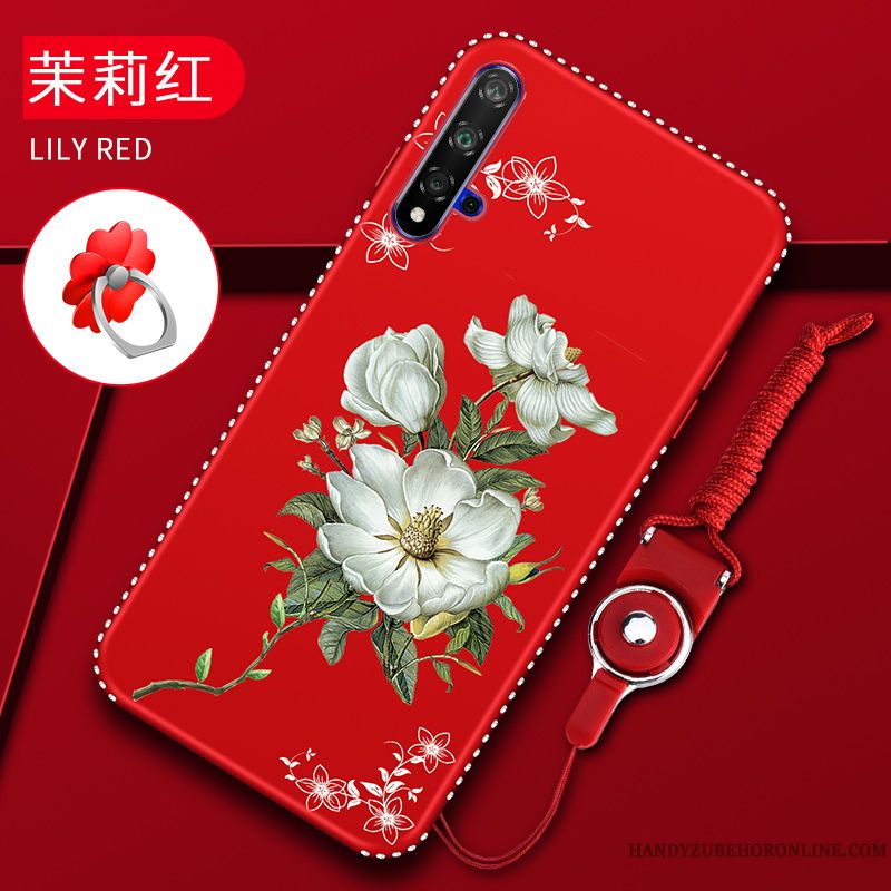 Skal Huawei Nova 5t Mjuk Telefon Fallskydd, Fodral Huawei Nova 5t Kreativa Trend Varumärke Röd
