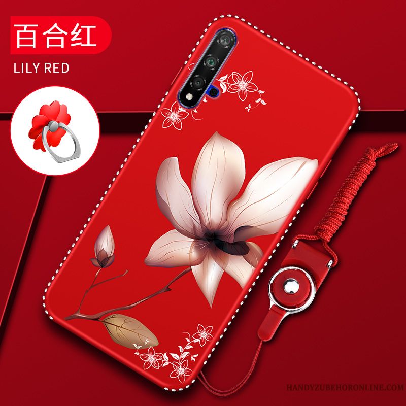 Skal Huawei Nova 5t Mjuk Telefon Fallskydd, Fodral Huawei Nova 5t Kreativa Trend Varumärke Röd