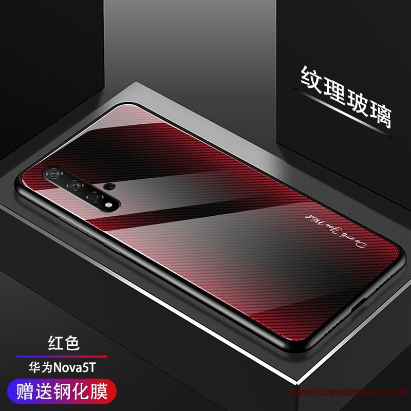 Skal Huawei Nova 5t Mode Härdning Röd, Fodral Huawei Nova 5t Mjuk Fallskydd Gradient