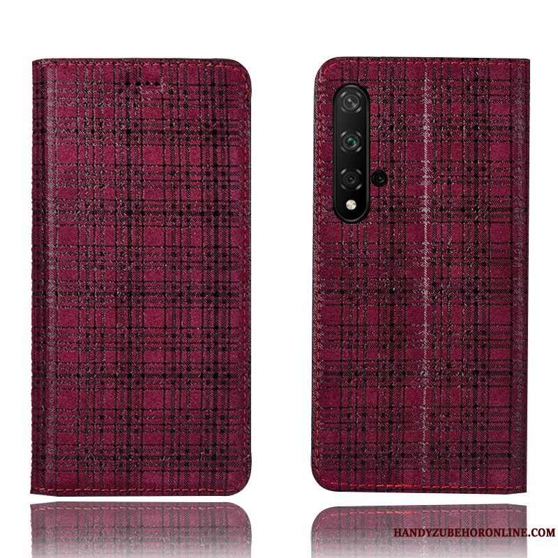 Skal Huawei Nova 5t Påsar Röd Sammet, Fodral Huawei Nova 5t Läderfodral Fallskyddtelefon