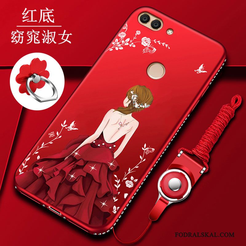 Skal Huawei P Smart Silikon Telefon Fallskydd, Fodral Huawei P Smart Mjuk Nubuck Röd