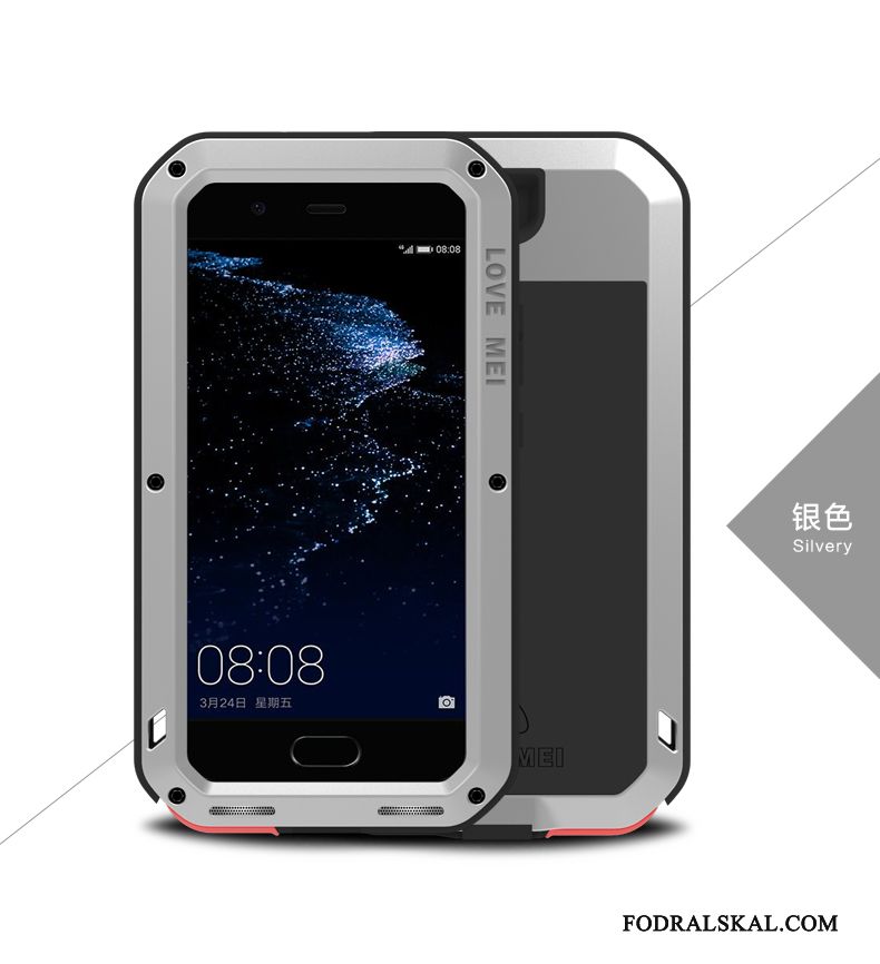 Skal Huawei P10 Plus Metall Tre Försvartelefon, Fodral Huawei P10 Plus Skydd Fallskydd Röd