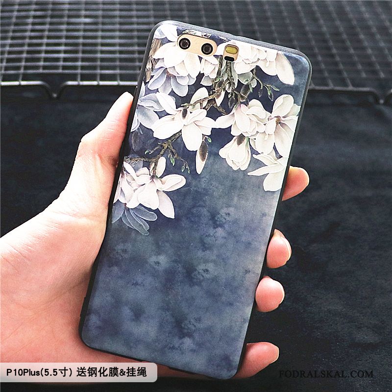 Skal Huawei P10 Plus Silikon Telefon Blommor, Fodral Huawei P10 Plus Kreativa Trend Blå