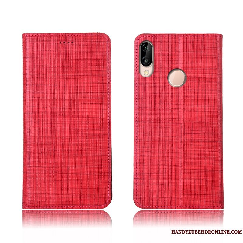 Skal Huawei P20 Lite Mjuk Röd Fallskydd, Fodral Huawei P20 Lite Läderfodral Nytelefon