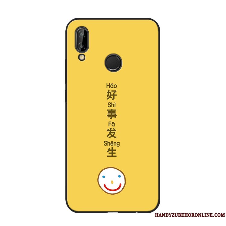 Skal Huawei P20 Lite Mjuk Telefon Gul, Fodral Huawei P20 Lite Silikon Smiley