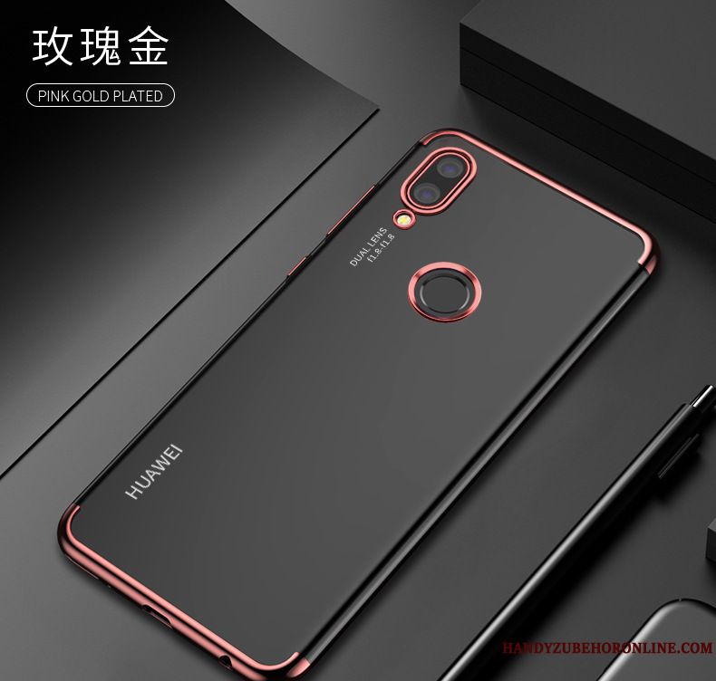 Skal Huawei P20 Lite Mjuk Transparent Röd, Fodral Huawei P20 Lite Skydd Telefon Fallskydd