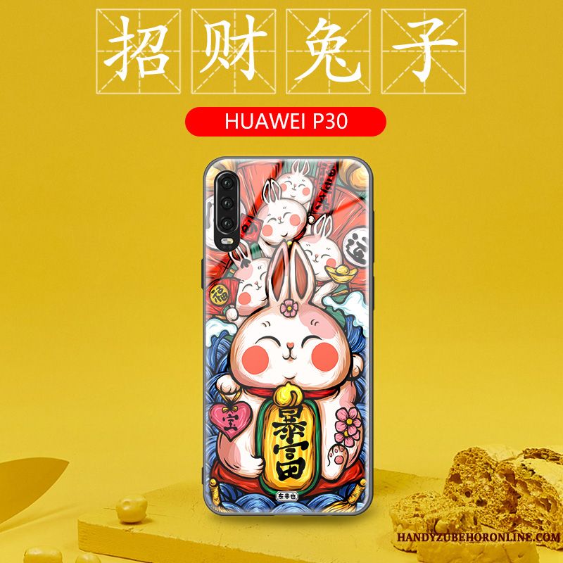 Skal Huawei P30 Kreativa Glas Trend, Fodral Huawei P30 Påsar Personlighet Kinesisk Stil